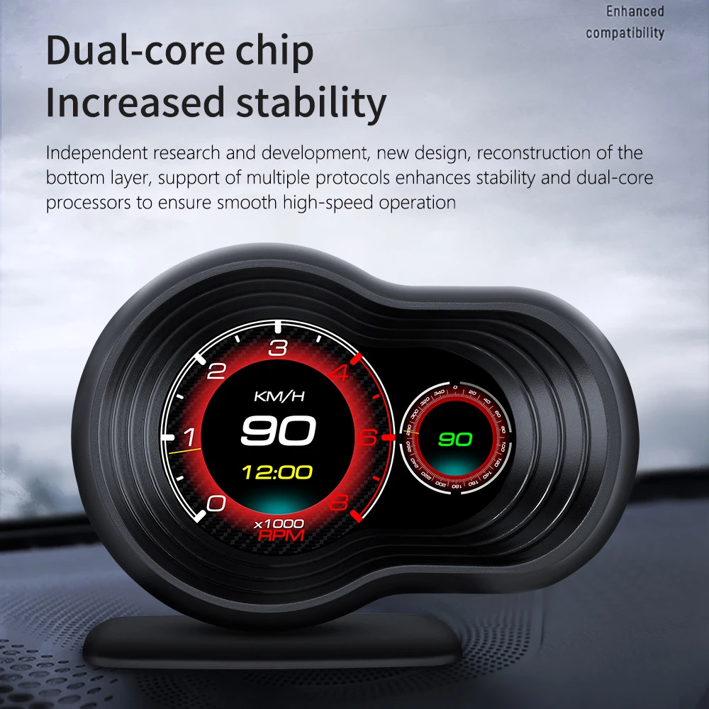 Фото F9-OBD OBD2 GPS HUD Проекционный дисплей Автомобильный цифровой спидометр Автоматическая сигнализация превышения скорости Измеритель температуры воды Датчики расхода топлива №2