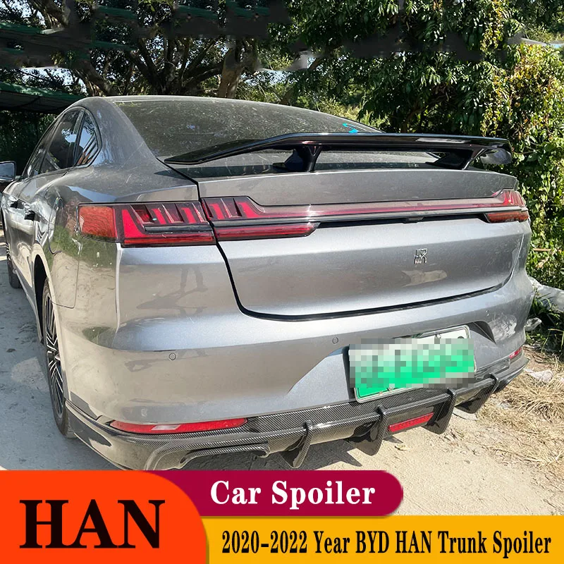 

For Byd Han EV DM 2020 2021 2022 Year Sedan Spoiler ABS Plastic Carbon Fiber Look Black GT Car Rear Wing Body Kit Accessories