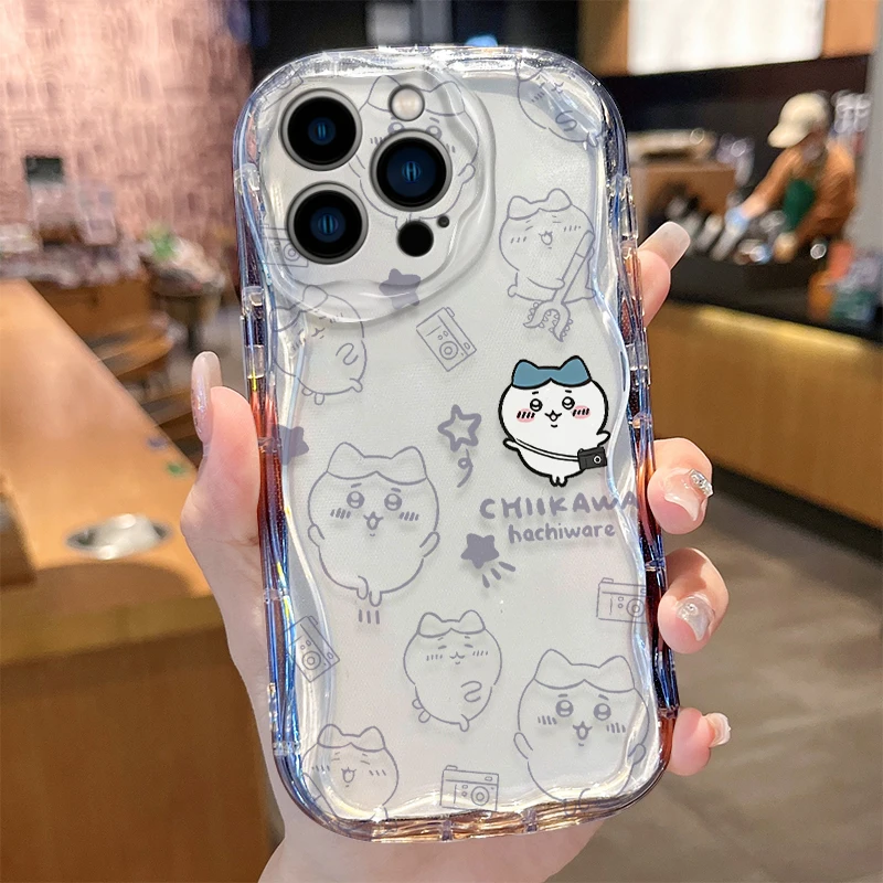 Чехол C-Chiikawas Wave для iPhone 16 15 14 Pro Max 13 12 Mini 11 XS X XR 8 7 Plus SE 2022 2020 мягкая противоударная