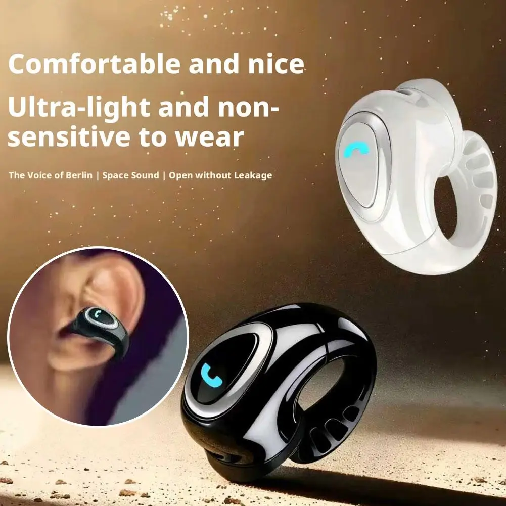 Фото Мини-невидимые наушники, одиночные Bluetooth-наушники, клипсы с открытыми ушками, спортивные наушники-вкладыши Hands Free, Hi-Fi музыка №3
