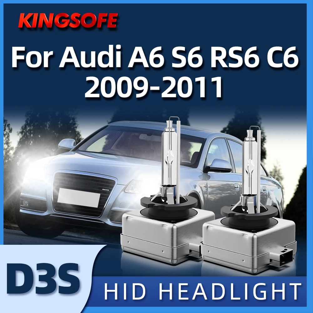

KINGSOFE 2PCS Car Headlight DC 35W HID Xenon Lamp D3S 6000K White Fit For Audi A6 S6 RS6 C6 2009 2010 2011