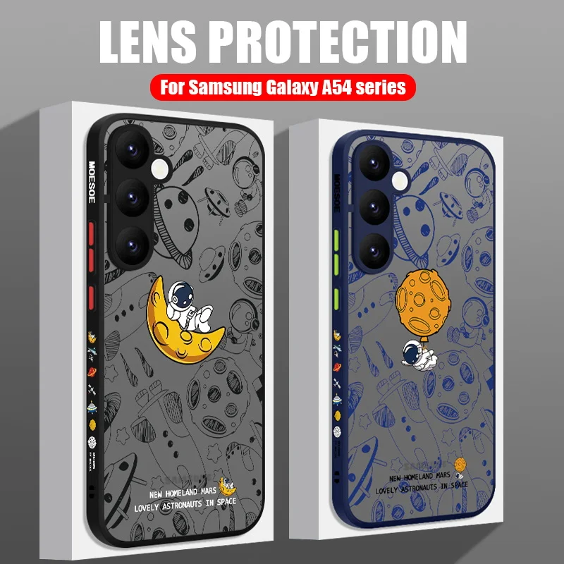 

Astronaut Lanyard Case For Samsung A54 A53 S23 S22 Ultra S21 S20 FE Plus A52 A14 A34 5G A13 Shockproof Acrylic Hard Phone Cover