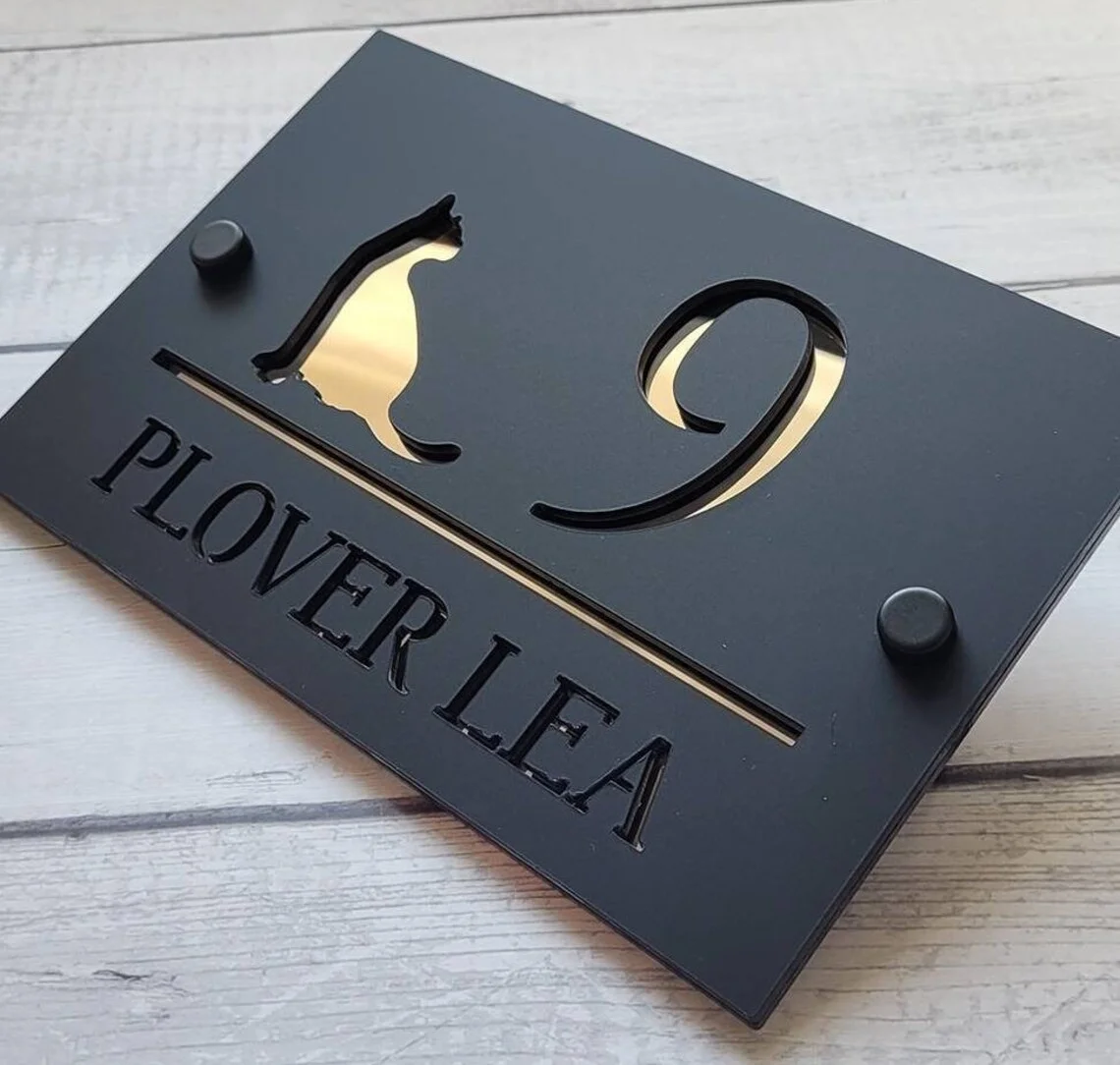 Современный знак дома кошачий узор с номером акриловая лазерная вывеска в виде