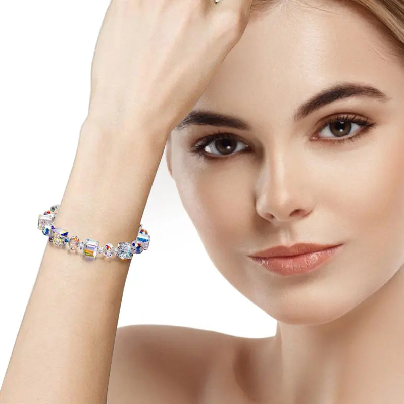 

1PC Premium Crystal Cube Beads Bracelets Crystal Cube Bead Energy Bracelet Natural Crystal High Quality Handmade Jewelry