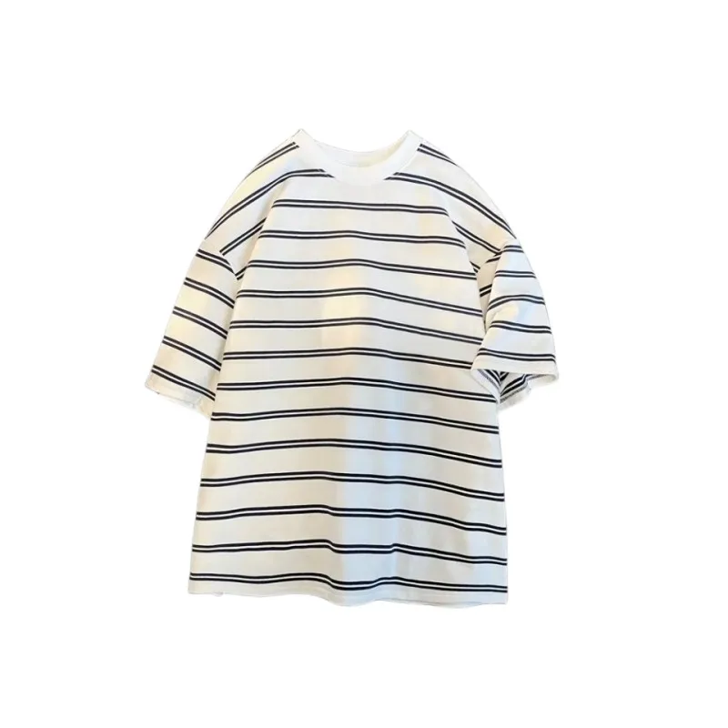 

Y2k Striped Men T-shirt For Summer Harajuku Tops Valorant Loose Emo Versatile Couple Cotton Short Sleeve Student Shirt Capybara
