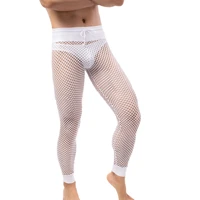 mens mesh long pants transparent sexy mens underwear long johns mens lingerie leggings sleep homewear see through pajama pants