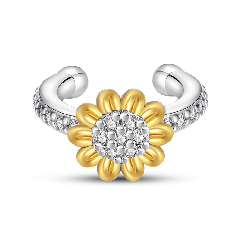 

Luxurious 925 Sterling Silver Charm Sunflower K Gold Earrings For Women Pave CZ Fine Engagement Anniversary Fashion Jewelry Gift