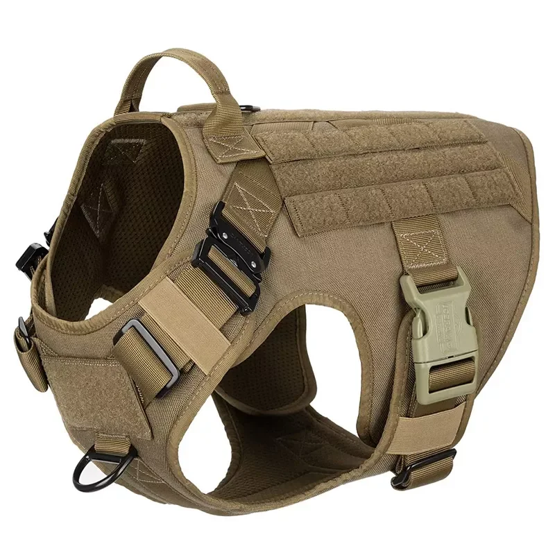 

2023NEW Dog Harness with 2X Metal Buckle Working Dog MOLLE Vest with Handle Front Clip Dogs Pet Military Adjustable Harness
