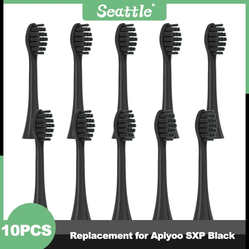 

New Type Replacement For Apiyoo SXP Black 10PCS Toothbrush Heads Electric DuPont Soft Brush Heads Smart Cleaning Head Nozzle