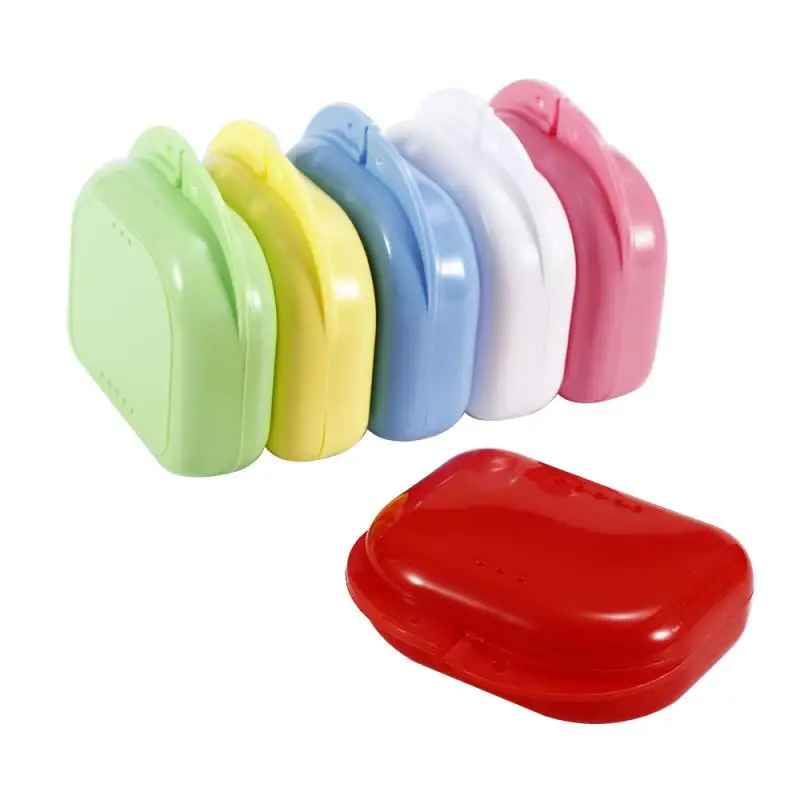 

Compact Multicolor Tooth Orthodontic Retainer Box Case Tooth Protector Anti-bite Denture Sports Protector Container Storage Box