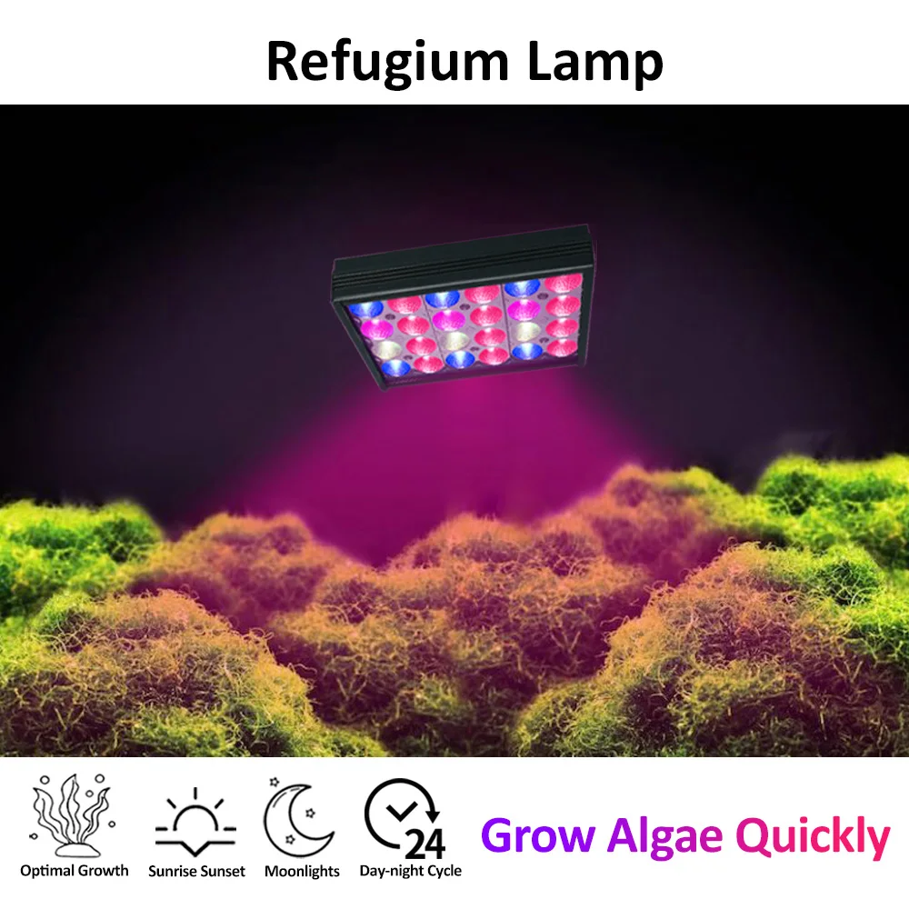 

PopBloom 30W Refugium Light with Timer Full Spectrum Algae Tank Light For Seaweed Filter / Refuge Algae Growth Marine Aquarium