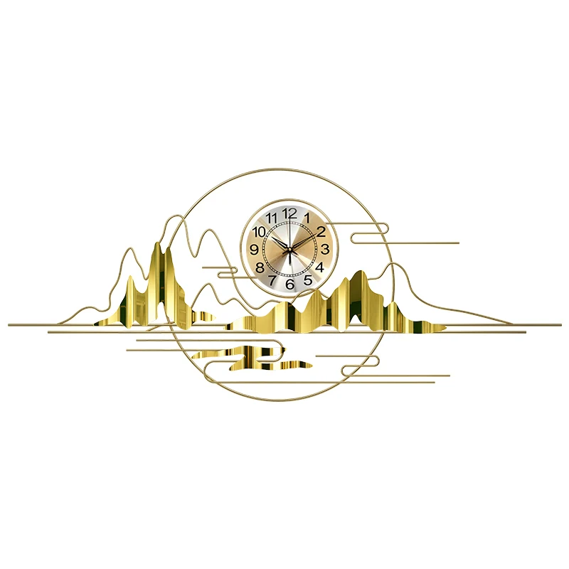 Традиционные китайские настенные золотые металлические роскошные модные часы