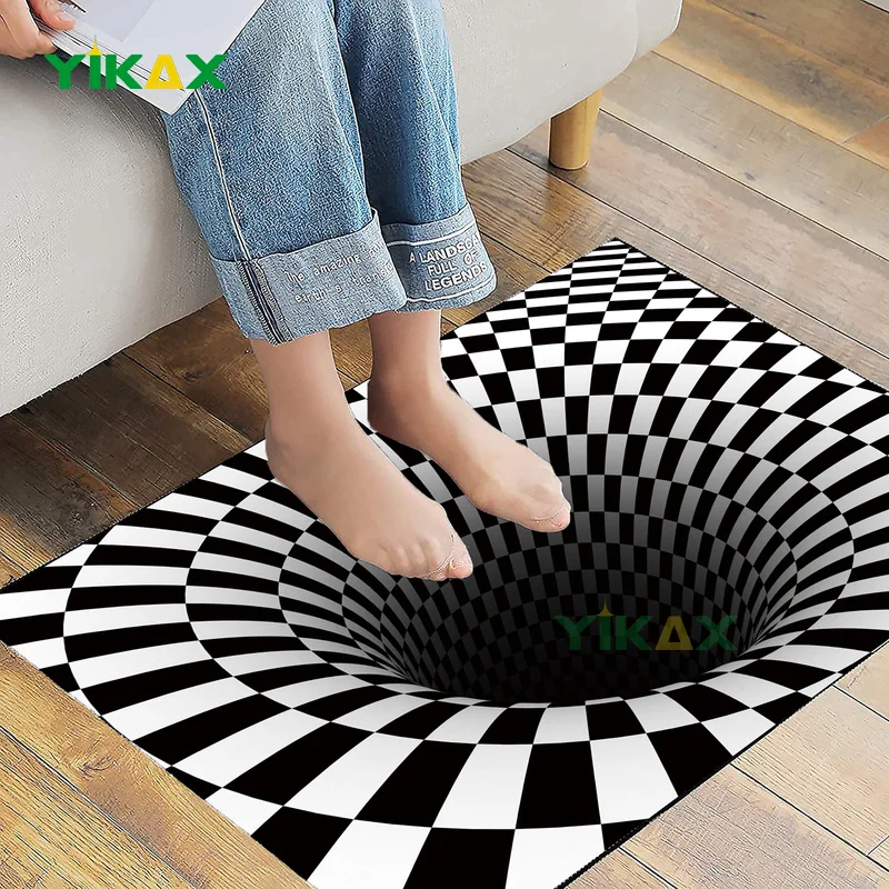 

3D Vortex Illusion Carpet Scary Clown Non-slip Floor Area Rug Abstract Geometric Print Optical Home Living Room Bedroom Doormat