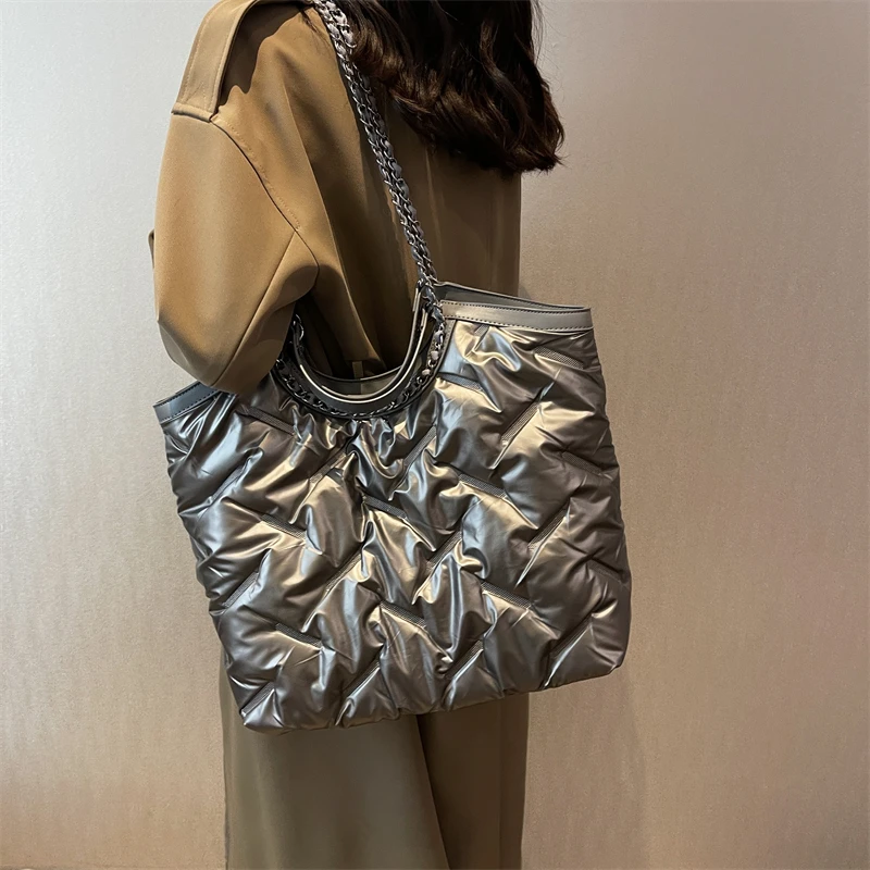 Luxury Handbags Leather Women Brand Designer Long Silver Chain Shoulder Bags Designer Bags Luxury Crossbody Bags For Women Purse