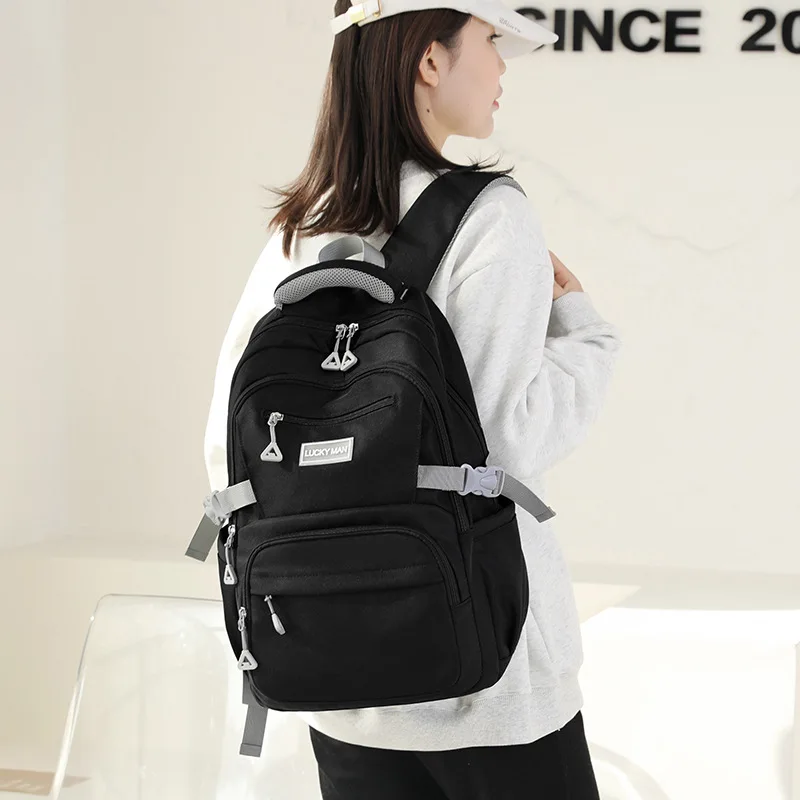 Xiaomi Women's Backpack Fashion Solid Color Backpack Teenage Girls School Shoulder Bag Waterproof Nylon Bagpack