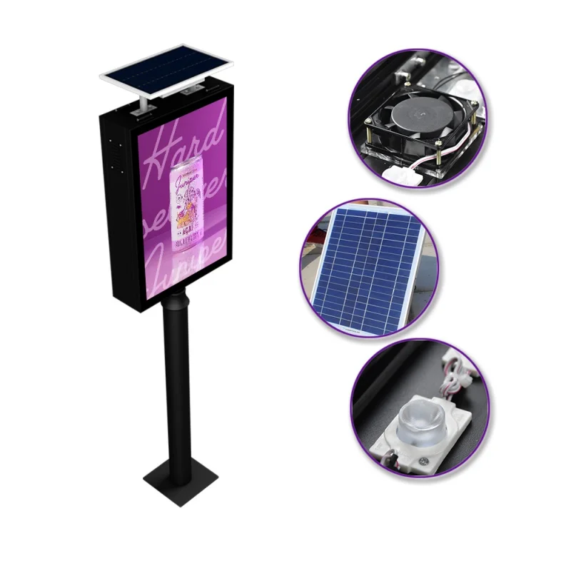 

Double side outdoor public advertising standing illuminated billboard street furniture light box lamp with pole