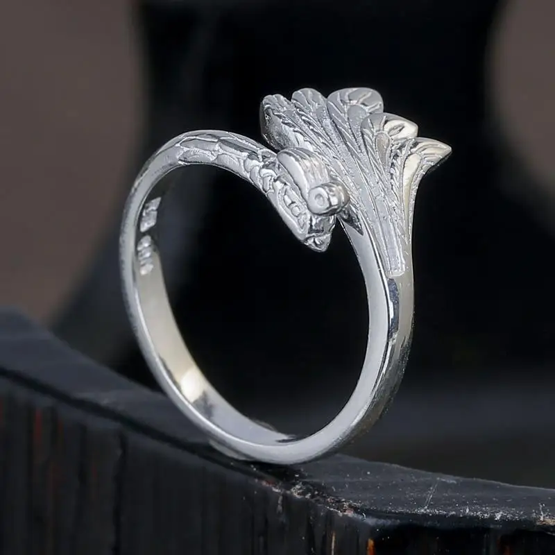 

Designer original new exquisite peacock feather opening adjustable ring fashion elegant luxury charm lady silver jewelry
