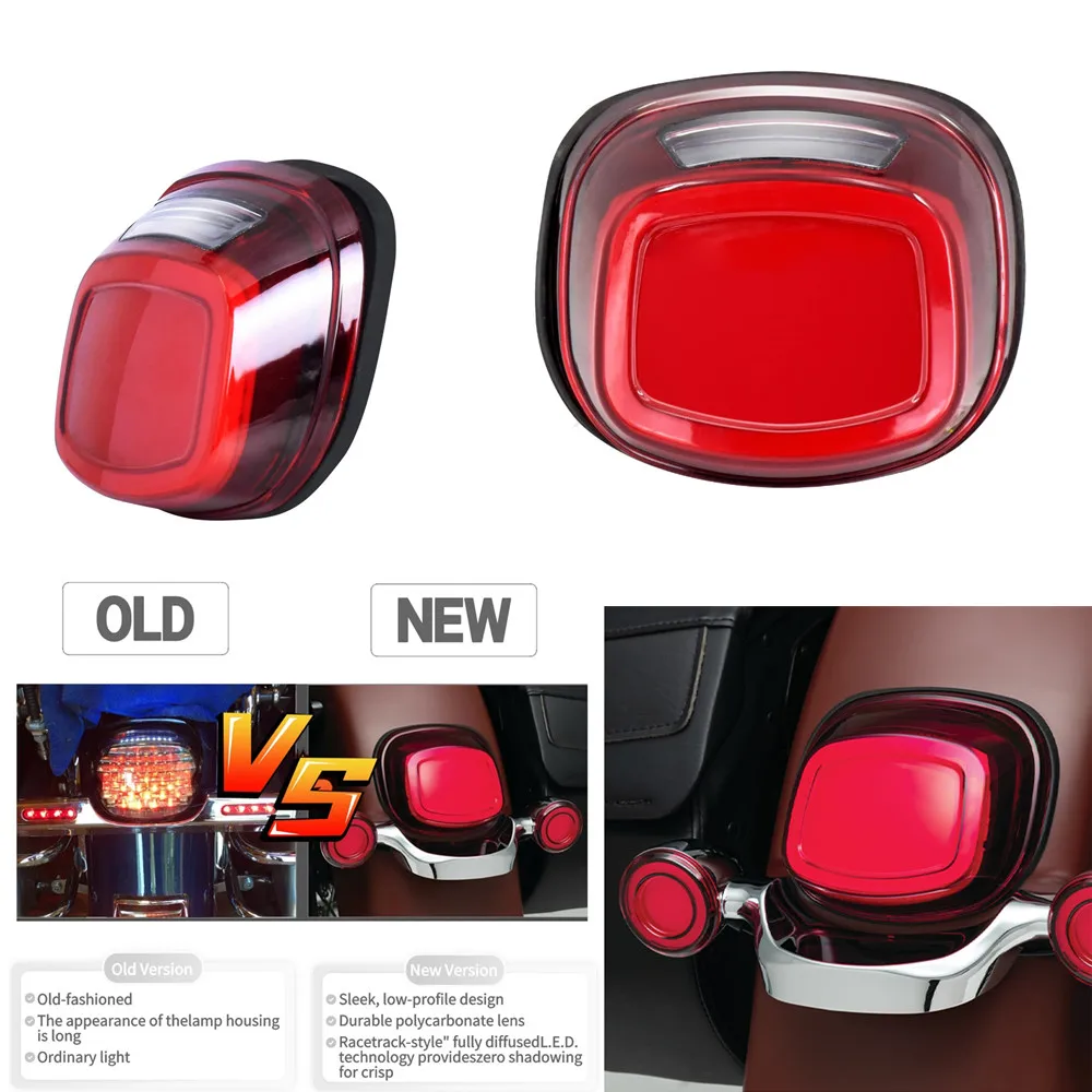 

Аксессуары для мотоциклов, задсветильник светодиодный стоп-сигнал с красными линзами, ходовой индикатор, задний фонарь для Harley Softail Dyna Sportster Touring Road Glide