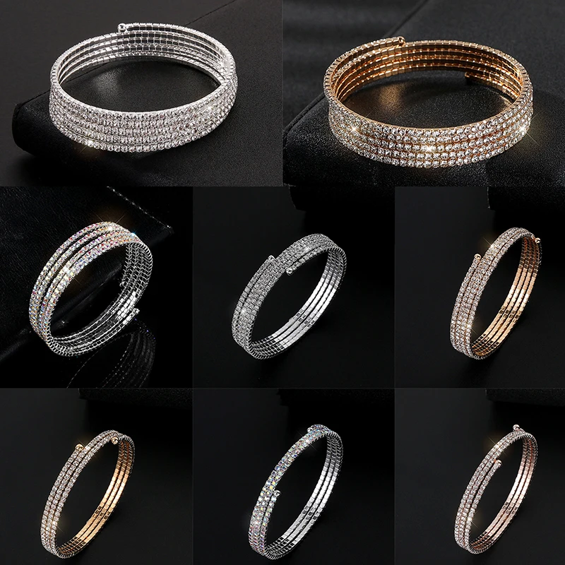 Роскошный модный эластичный браслет с кристаллами женский блестками модные