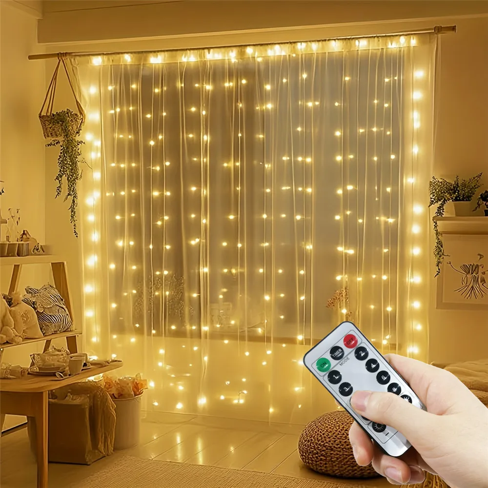 

USB светодиодная гирлянда-штора теплый белый 3 метра