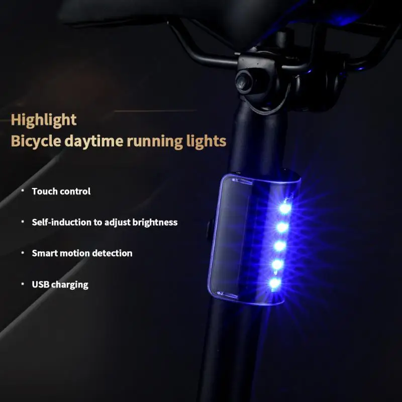

Bicycle Waterproof Taillights Mountain Bikes USB Charging Automatic Touch Control Lamp Road Bikes Smart Induction Warning Lights