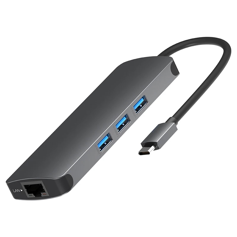 USB-концентратор 9 в 1 с HDMI 4K Ethernet 100 Вт PD Thunderbolt 3 стандартным портом данных USB 0 SD/TF Type C
