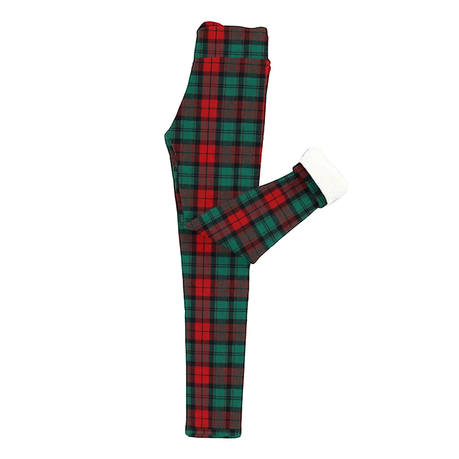 Leggings For Womens Casual Pants Elastic High Waist Retro Pattern Printed Fleece Lined Capris Thermal Women's Thermal Underwear