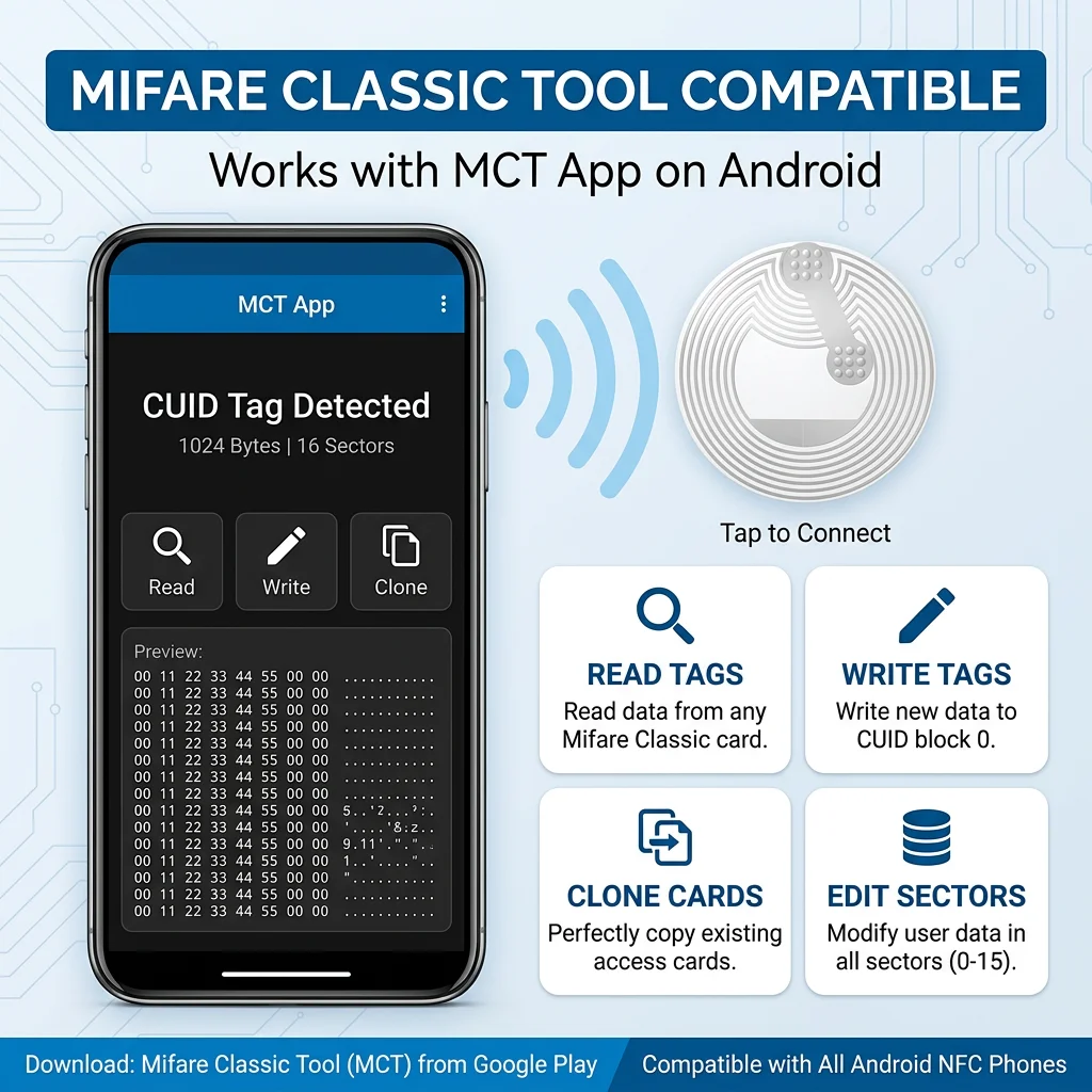 RFID-метка CUID Magic Gen2, блок 0, перезаписываемый UID, клонирование карт M1, 13,56 МГц, NFC-наклейка с защитой от металла, совместима с приложением MCT (art.: 3920db047bfe3) - 3920db047bfe3
