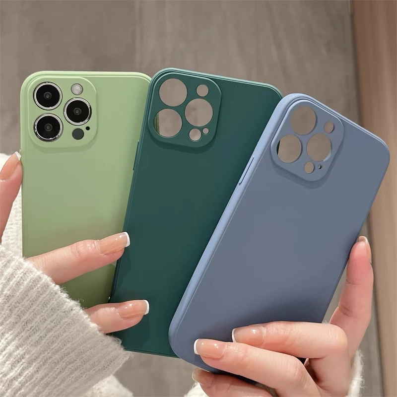 

Square Phone Case For iPhone 13 12 11 Pro Max Mini Case Liquid Silicone Case For iPhone XS XR X 7 8 Plus 6 Shockproof Soft Cover