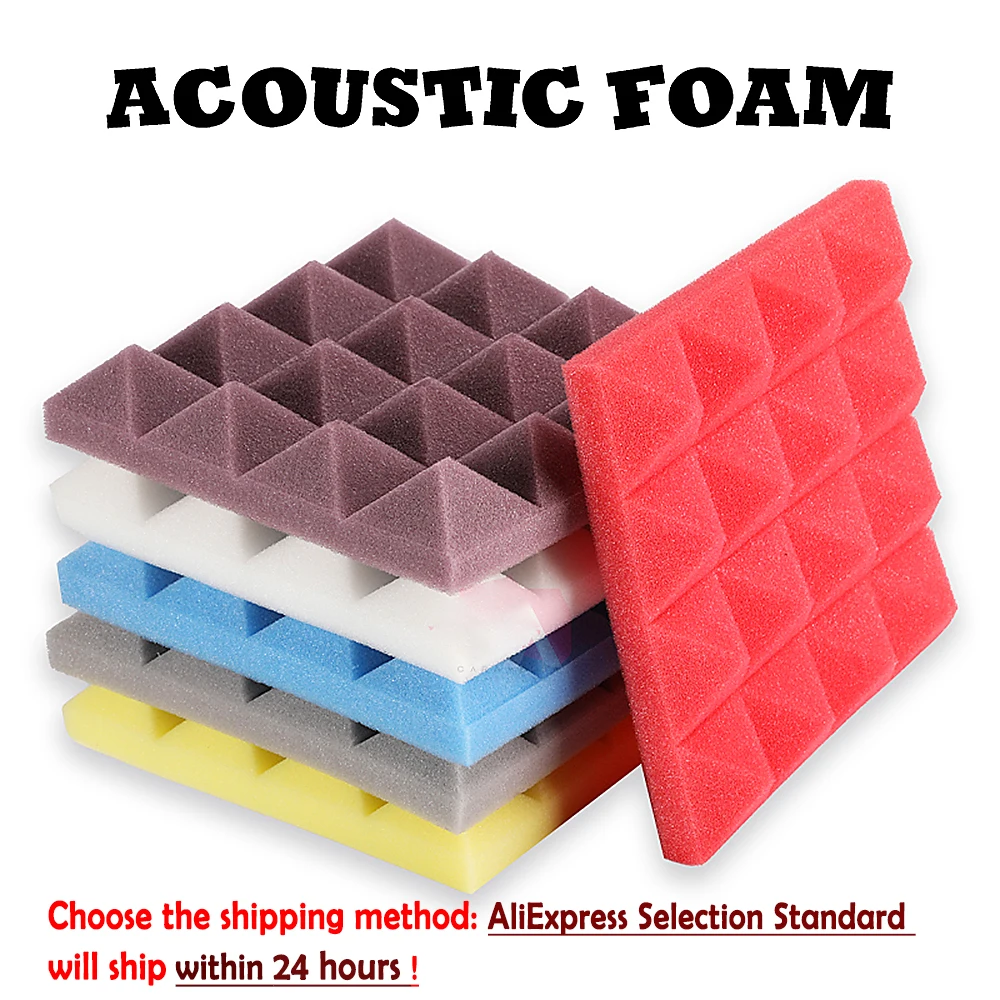 

24Pack 25x25x5cm Studio Acoustic Soundproof Foam Pyramid Sound Absorption Wall Treatment Panel Flame Retardant Protective Sponge