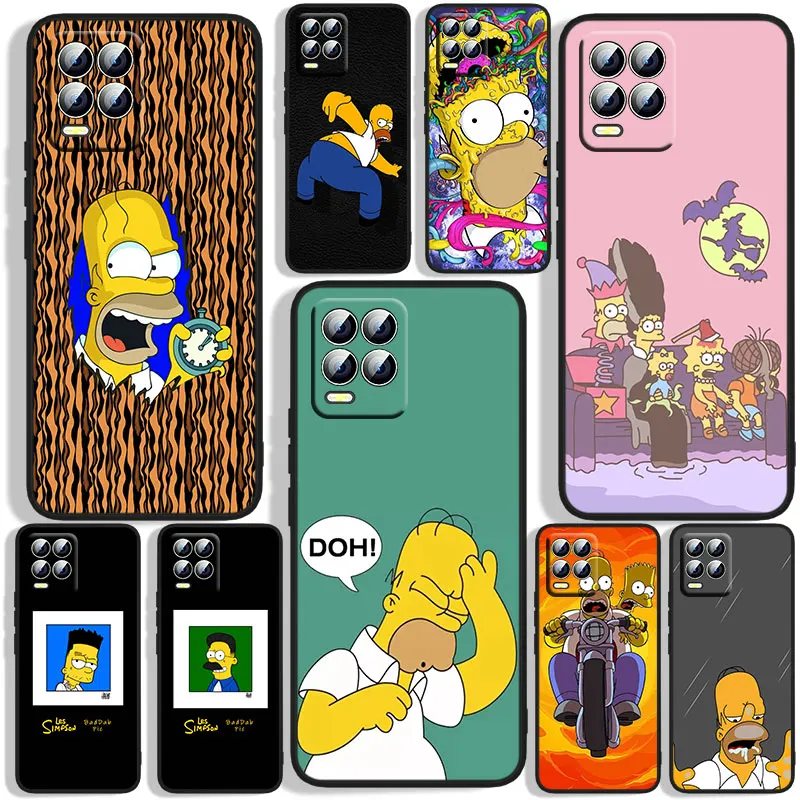

The Simpsons Animation Phone Case For OPPO Realme 5 6i 6s 7 7i(Global) 8 8i Pro 5G Realme Narzo 50A Narzo 50i Black Silicone