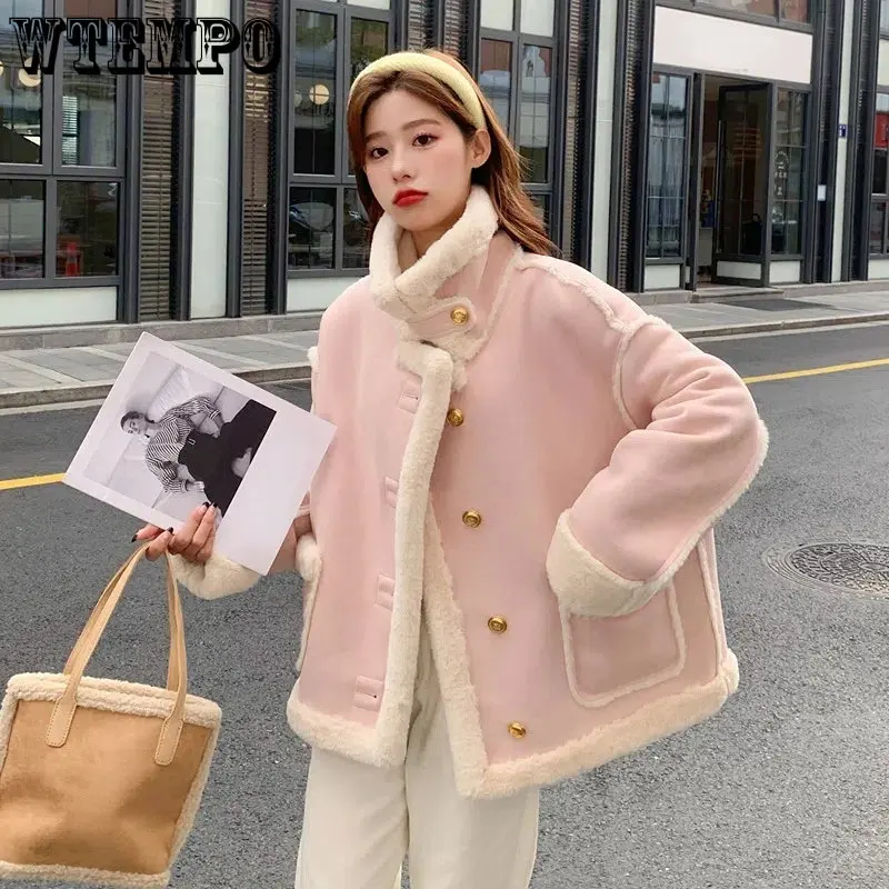 

Женская зимняя куртка из искусственной овечьей шерсти, с длинным рукавом