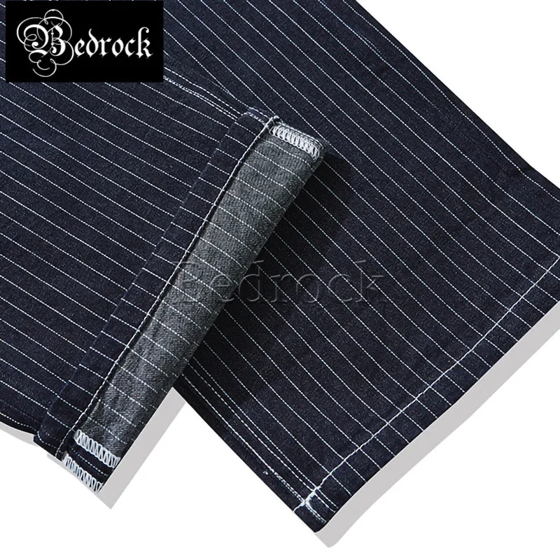 15oz denim straight loose wide-leg primary color jeans railway blue striped overalls suspenders men Amekaji motorcycle overalls