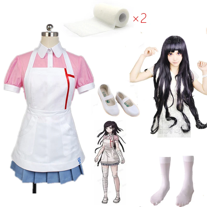 

Danganronpa Mikan Tsumiki Косплей Хэллоуин Карнавал Ultimate медсестра смешной костюм кафе горничная униформа для женщин