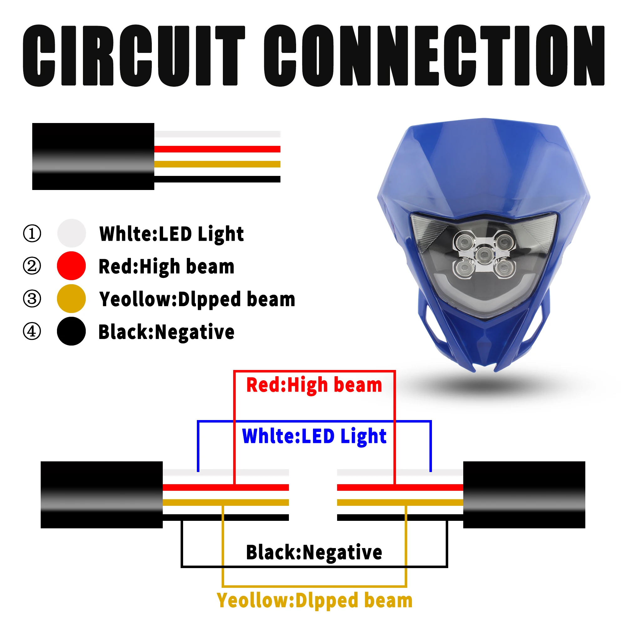 Аксессуары для фар для мотокросса Yamaha, аксессуары для WR250F WR450F YZ250F YZ450F WR YZ 250F 450F, светодиодные фары для мотоцикла, дальний ближний свет (art.: 3920d3758ea6a) - 3920d3758ea6a