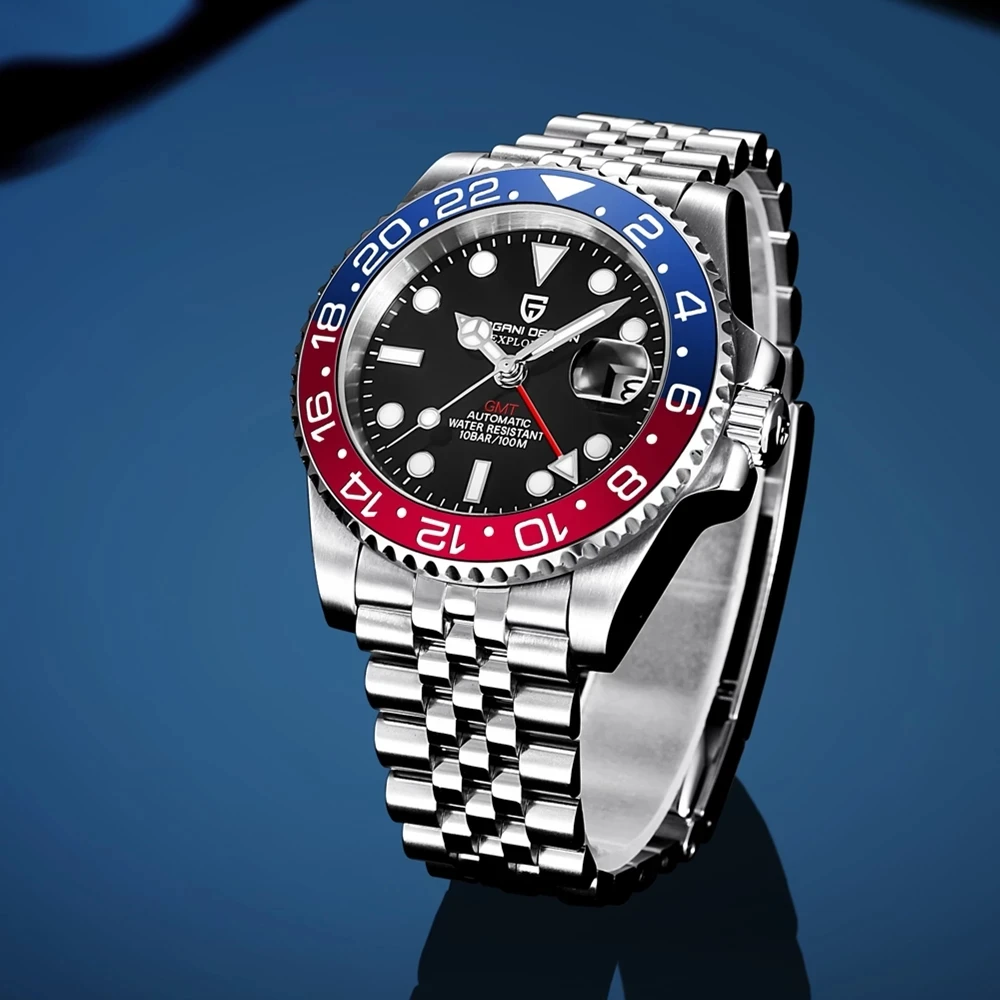 

PAGANI DESIGN Top Brand GMT Men Mechanical Watch Luxury Sapphire Glass Automatic Watch 100M Waterproof Stainless Steel Watch Men