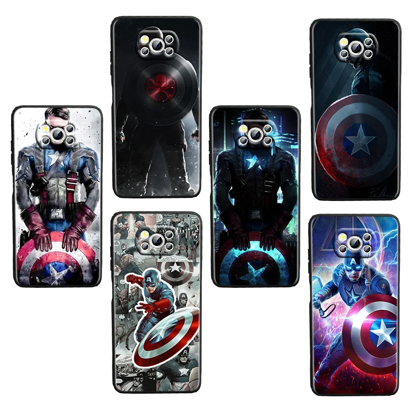 

Handsome captain america For Xiaomi Civi Mi Poco X3 NFC F3 GT M4 M3 M2 X2 F2 Pro C3 F1 TPU Black luxury Silicone Soft Phone Case