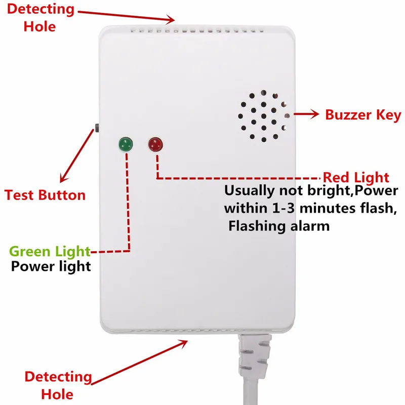 

Combustible Gas Alarm LPG LNG Coal Natural Gas Leak Standalone Detector Sensor High Sensitive For Home Security Safety