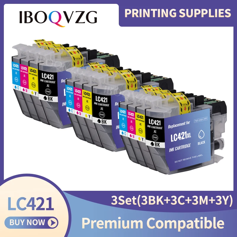 Фото IBOQVZG большой емкости LC421 LC-421 XL картридж, совместимый с принтером Brother DCP-J1050DW DCP-J1140DW J1800DW MFC-J1010DW №1