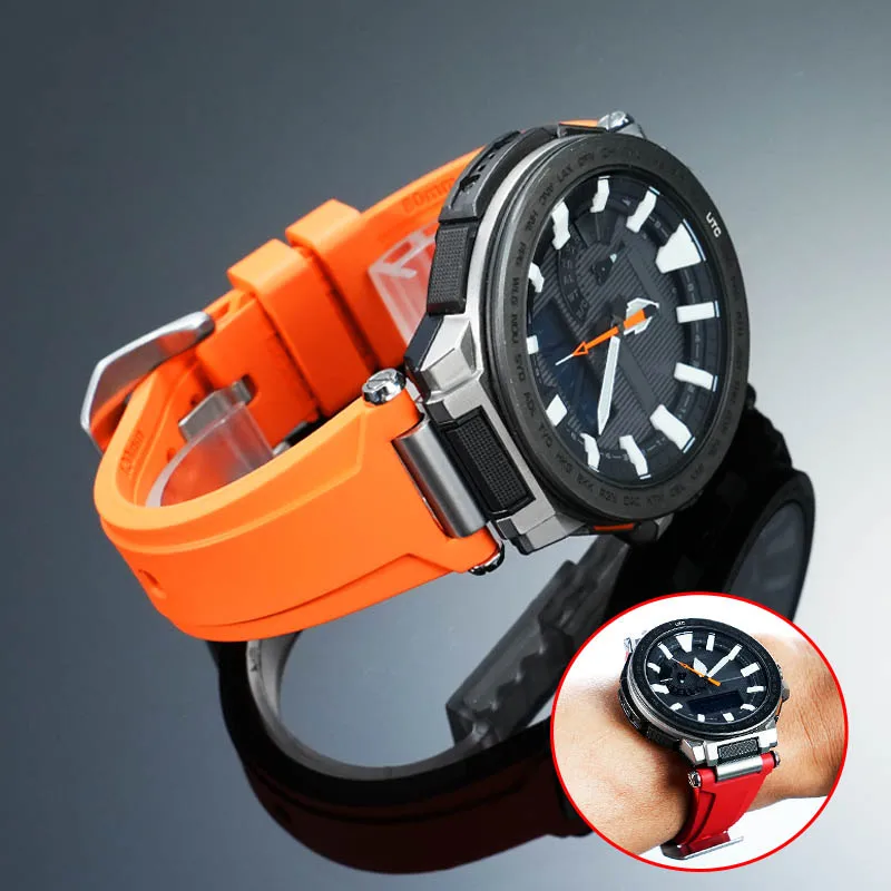 Фото Резиновый силиконовый ремешок для Casio PRO TREK PRX-8000T/YT Mountaineering Series WatchBand-водонепроницаемые мужские аксессуары для часов №5