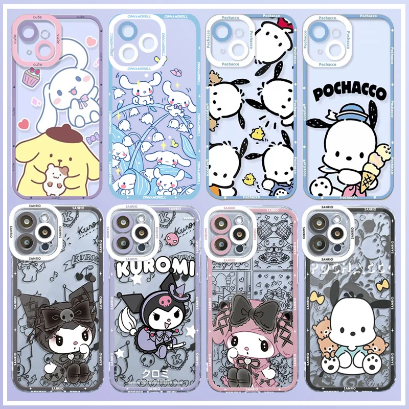 Фото Милый чехол для телефона Sanrio Pachacco Kuromi для Xiaomi Redmi 15C A5 14C 13 12 13C 10C 12C 10 9C A3 Note 11 10 10S, прозрачный корпус №1