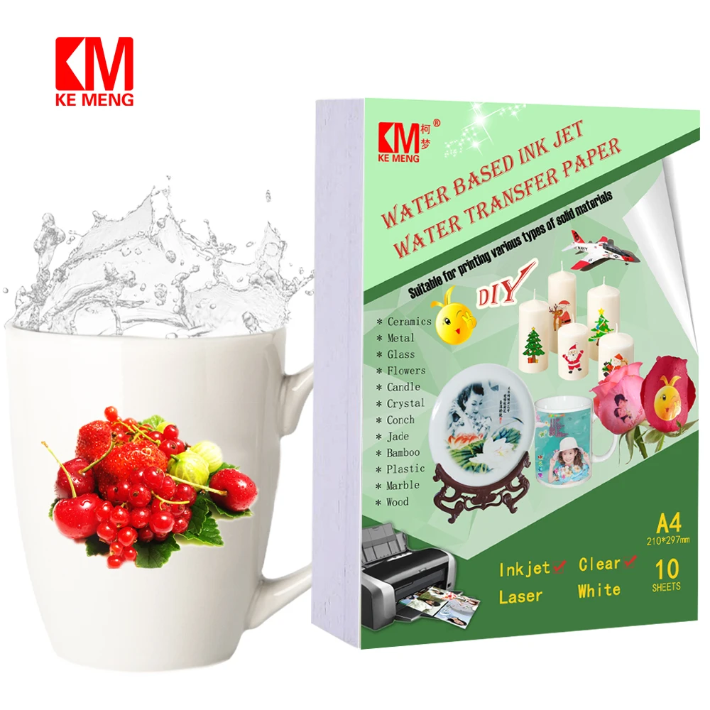 

Water Slide Decal Paper Inkjet 10 Sheets A4 Size Premium Water Slide Transfer Paper Clear Transparent Printable Water-based pain