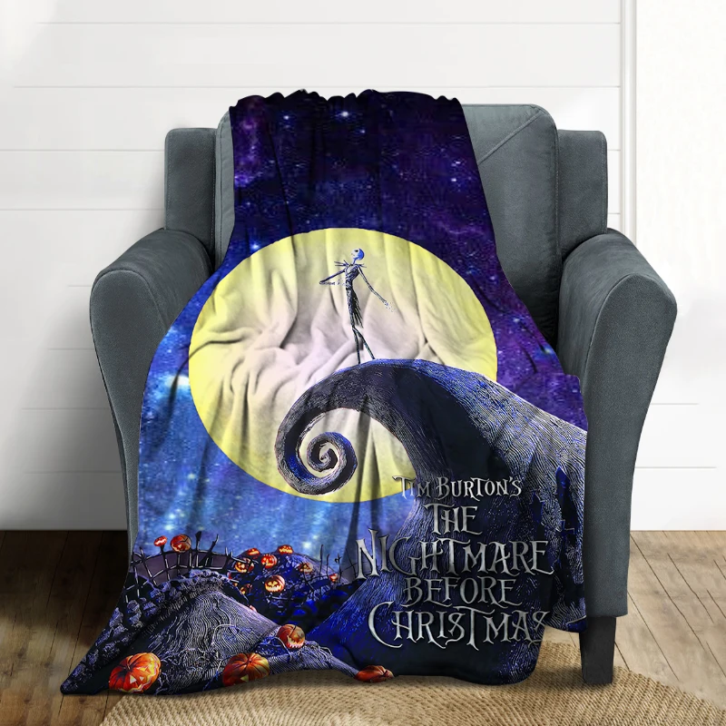 

Nightmare Before Christmas Anime Blanket Cover Sofa Jack And Sally For Kids Soft Bed Sheet Decoration Picnic Travel Throw Gift