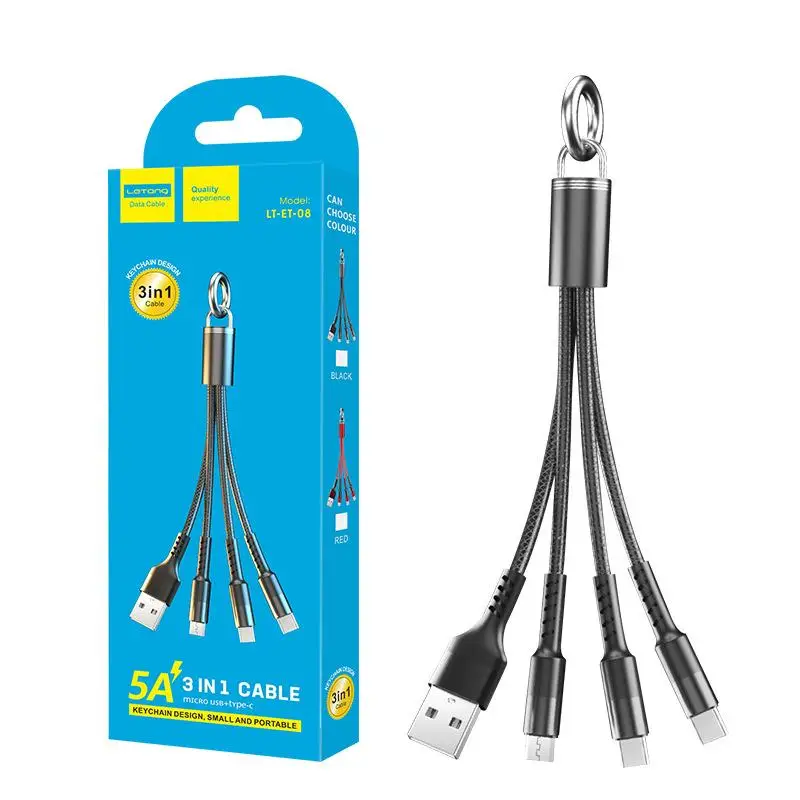 

3 in1 USB Cable 5A Super Fast Charger Charging Cable for Huawei P40 Samsung S20 Xiaomi Micro USB Wire