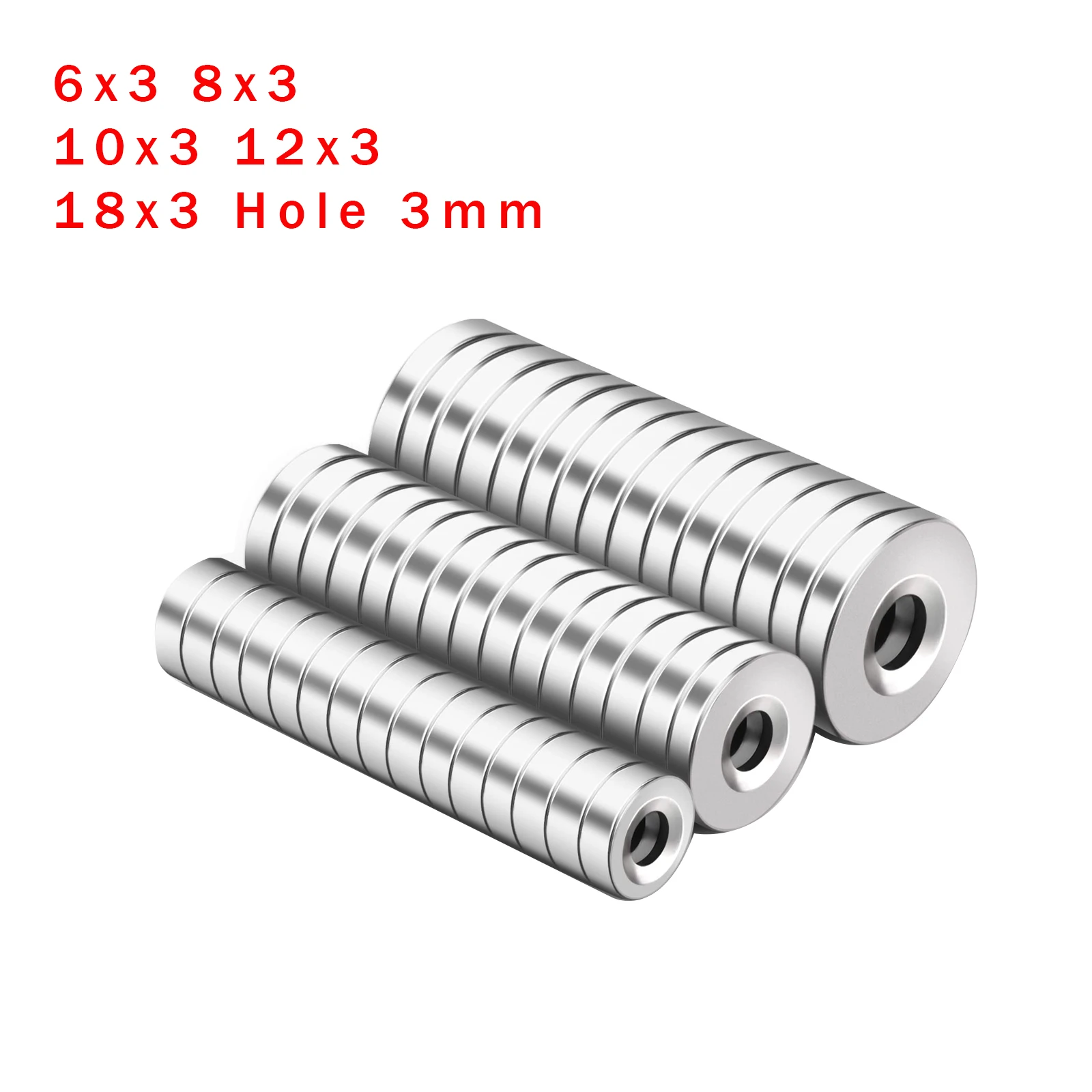 

10~200Pcs 6x3 8x3 10x3 12x3 18x3 Hole 3mm N35 NdFeB Countersunk Round Magnet Super Powerful Strong Permanent Magnetic imane Disc