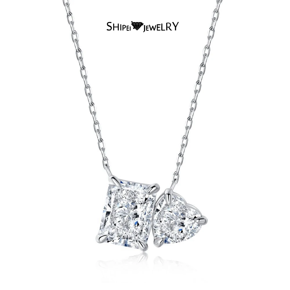 

Shipei Romantic 925 Sterling Silver Radiant Cut Created Moissanite Gemstone Pendant Necklace For Women Fine Jewelry Wholesale