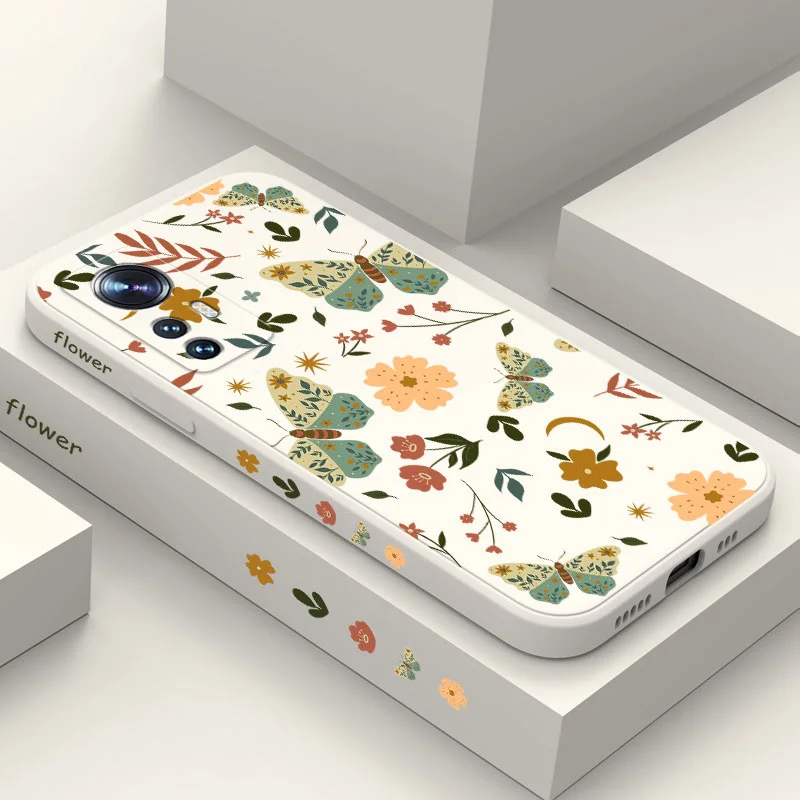 

Flower Butterflies Phone Case For Xiaomi Mi 13 12 12T 12S 11 11T Ultra 10 10T 9 9T 9SE 8 Pro Lite 5G Liquid Silicone Cover