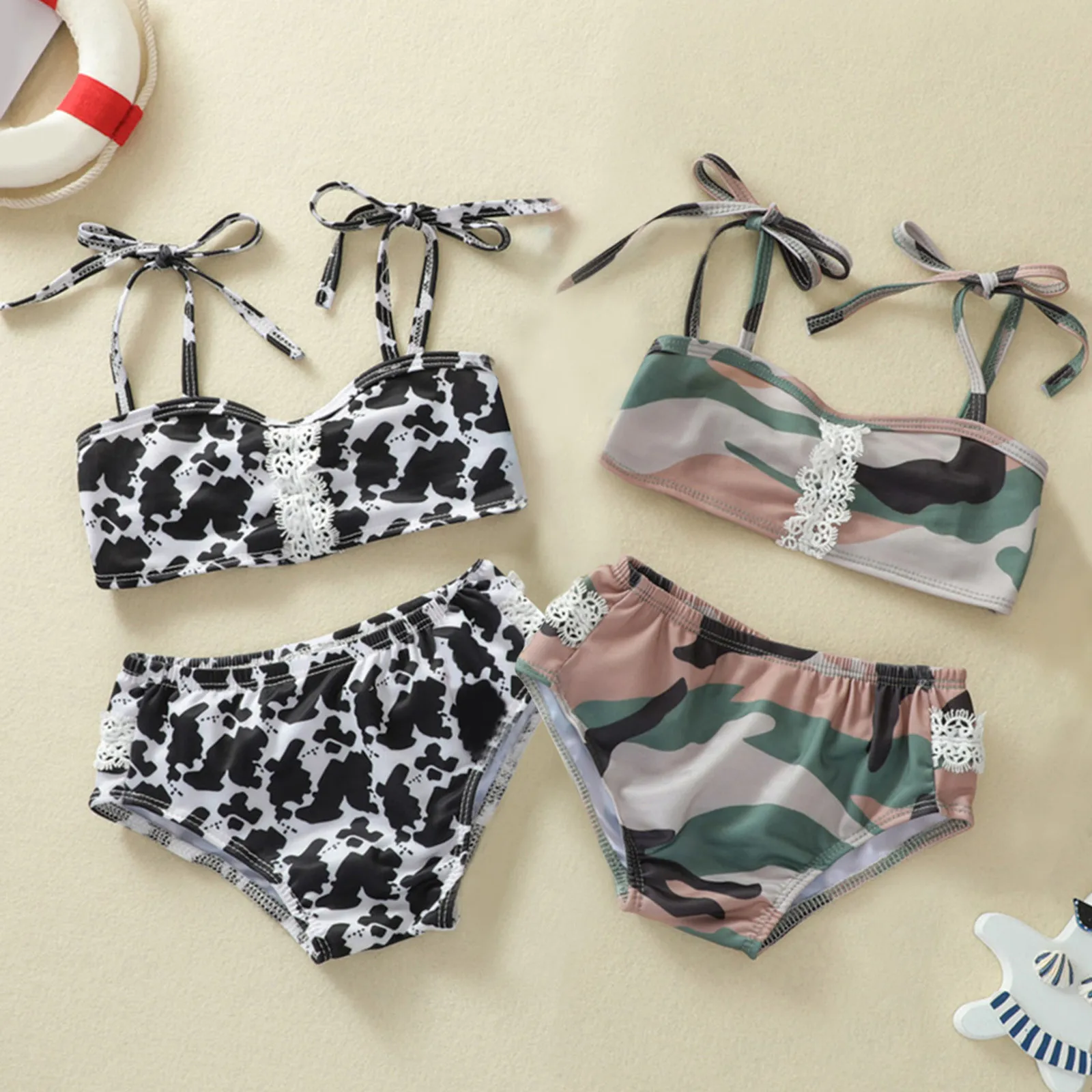 

Girls Size 10 White Swimsuit Bikini 6M-3Y Piece Girls Printed Outfits Summer Two Baby Swimwear Dinosaur Swimwear for Girls