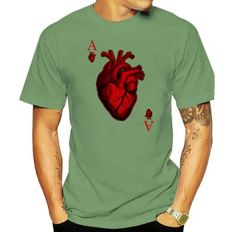 

Ace Of Hearts Tops Shirt For Men Hip Hop Tshirts Casual T-Shirt Summer/Autumn O-Neck 100% Cotton Short Sleeve Clothes Poker Card