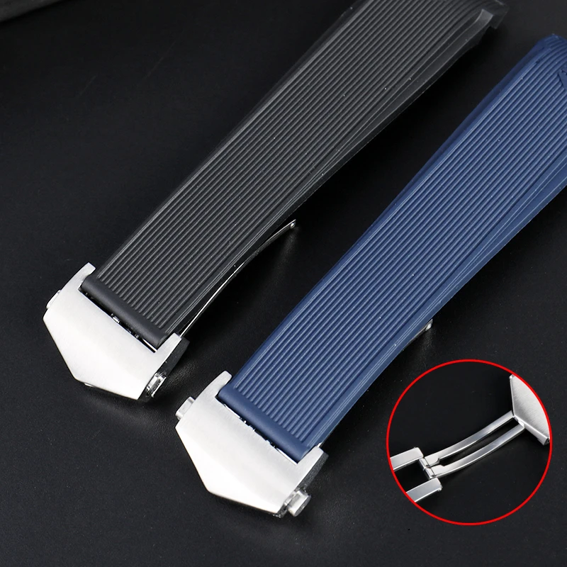 20mm 22mm New Rubber Silicone Watchband for Tag Heuer CARRERA AQUARACER 300 Black Blue Bracelet Watch Strap Watch Accessories images - 6